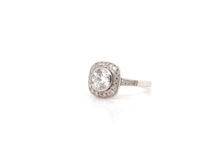 Bague 52 Bague coussin diamant 0,97 ct D/VS1 en platine 58 Facettes 22073 / 23332