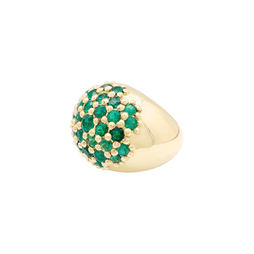 Bague 53 Bague boule en or jaune et émeraudes 58 Facettes 35935