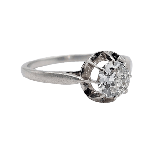 Bague 54.5 Bague solitaire Art déco en platine avec diamant taille ancienne 58 Facettes A07746