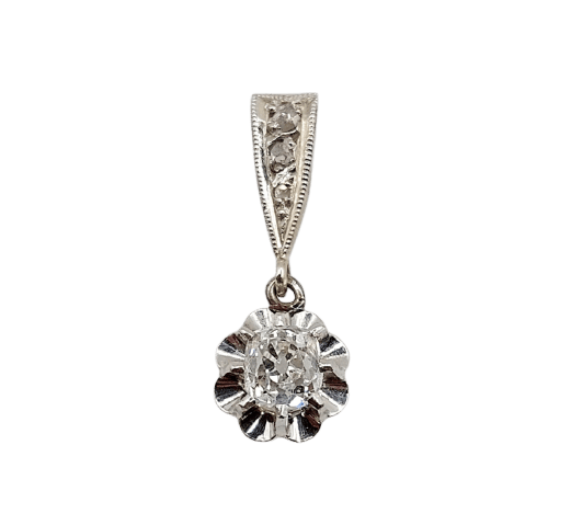 Pendentif Pendentif antique en or blanc 18K, platine et diamants 58 Facettes A07751