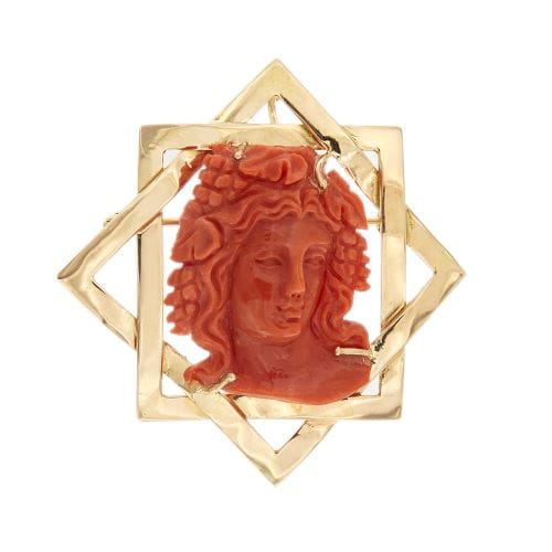 Pendentif Spilla pendentif - Camée en corail sur or rose 14 kt 58 Facettes 35138