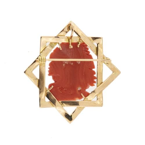 Pendentif Spilla pendentif - Camée en corail sur or rose 14 kt 58 Facettes 35138