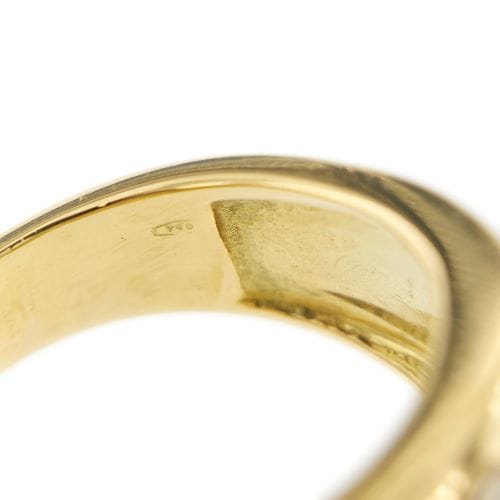 Bague 54 Bague bandeau en or jaune 18 ct avec émeraudes et diamants 58 Facettes 34295