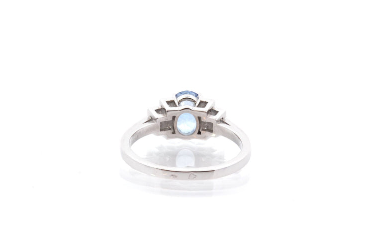 Bague 53 Bague vintage saphir de Ceylan et diamants en platine 58 Facettes 25778