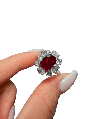 Bague Bague rubis sang de pigeon GRS 3,02 ct et diamants 58 Facettes jnci178