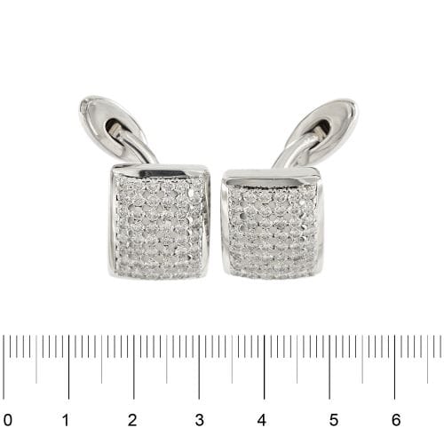 Boutons de manchette St George - Boutons de manchette rectangulaires en or blanc 18 ct et diamants 58 Facettes 36484