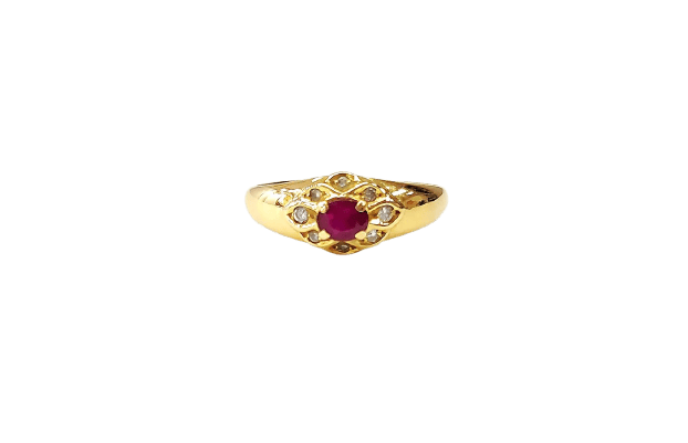 Bague 54 Bague jonc en or 18K, rubis et diamants 58 Facettes 2463.3