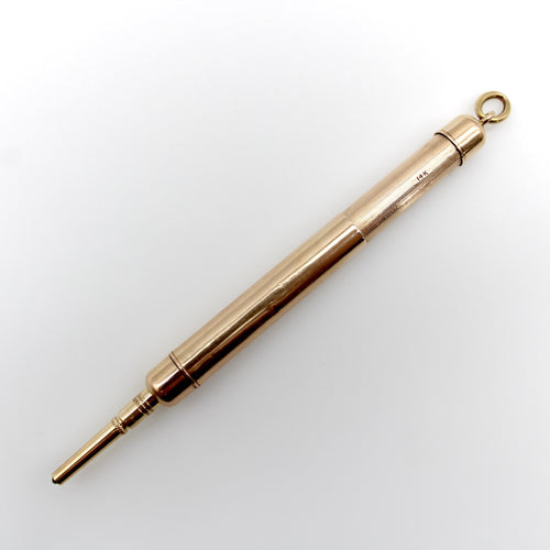 Victorian telescopic pencil pendant in 14K gold 58 Facettes 11222