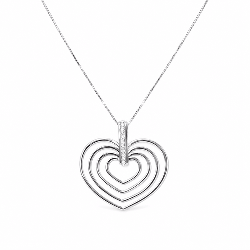 Collier Collier 4 cœurs en or blanc et diamants 58 Facettes 26383