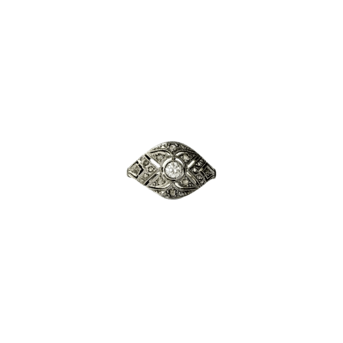 Bague 49 Bague dôme Art déco en or gris et diamants 58 Facettes