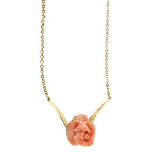 Collier Scavia - Collier en or jaune 18 ct avec corail rose et diamants 58 Facettes 28810