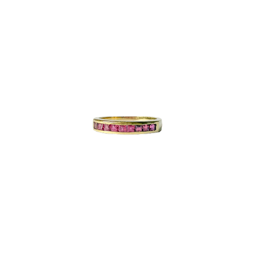 Bague 53.5 Bague demi-alliance en or jaune et rubis 58 Facettes