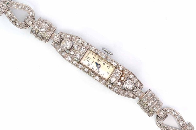 Montre Montre Art déco en platine sertie de diamants 58 Facettes 26087