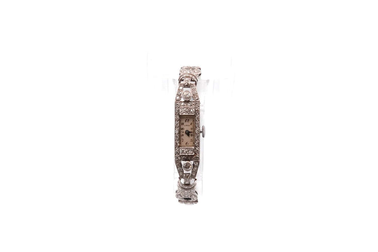 Montre Montre Art déco en platine sertie de diamants 58 Facettes 26087