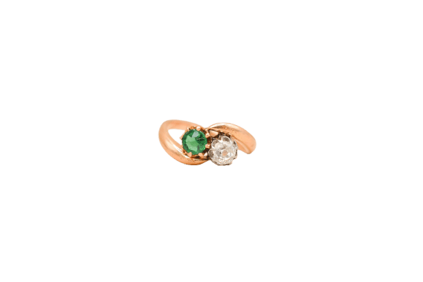 Bague 48 Bague Toi & Moi Diamant et verre vert 58 Facettes 4096