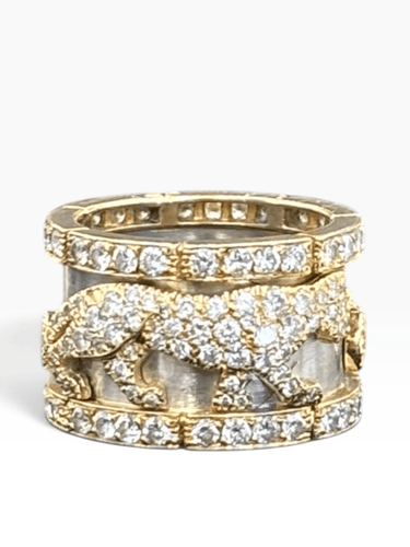 Bague 52 Cartier Mahango Panthère - Bague en or jaune et diamants 58 Facettes Cartier - 1
