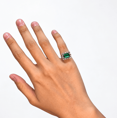 Bague 47 Bague en or blanc 750‰, tourmaline et diamants 58 Facettes 260036SP