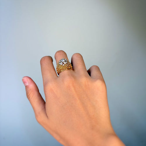 Bague 59 Bague en or jaune et blanc 750 et diamants 58 Facettes 260129R