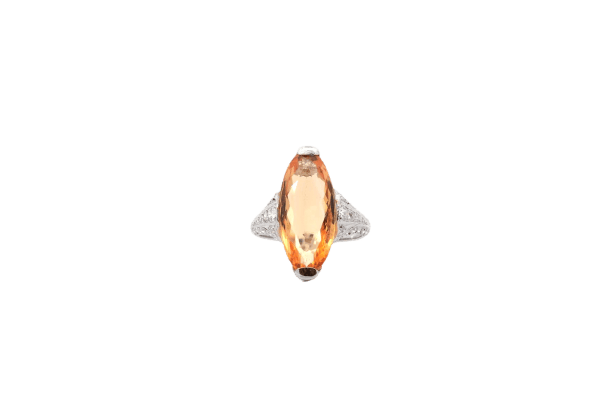 Bague 53 Bague topaze 7,60 ct et diamants en platine 58 Facettes 25649A-26069
