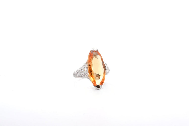 Bague 53 Bague topaze 7,60 ct et diamants en platine 58 Facettes 25649A-26069