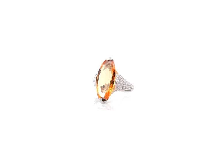 Bague 53 Bague topaze 7,60 ct et diamants en platine 58 Facettes 25649A-26069