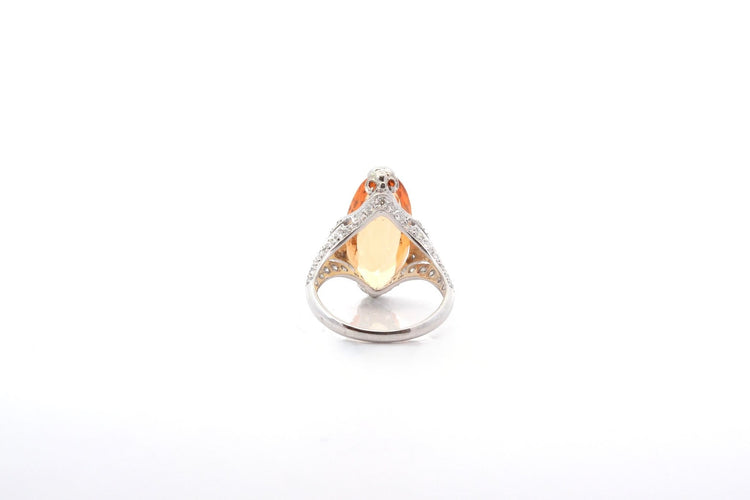Bague 53 Bague topaze 7,60 ct et diamants en platine 58 Facettes 25649A-26069