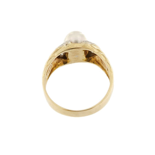 Bague Nimei - Bague en or jaune et or blanc 18 ct, perle et diamants 58 Facettes 33916