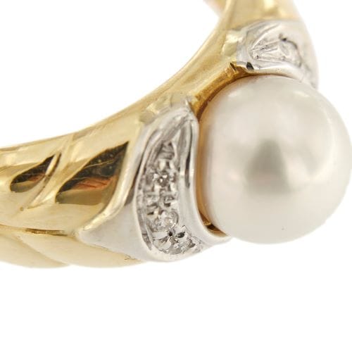 Bague Nimei - Bague en or jaune et or blanc 18 ct, perle et diamants 58 Facettes 33916