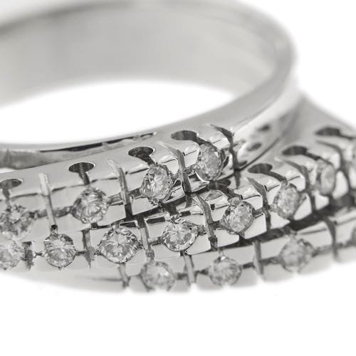 Bague Bague rivière triple en or blanc 18 ct avec diamants 0,48 ct 58 Facettes 30234