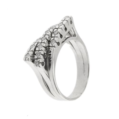 Bague Bague rivière triple en or blanc 18 ct avec diamants 0,48 ct 58 Facettes 30234