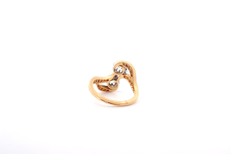 Bague 57 Bague Toi et Moi vintage en or 18k et platine, diamants 58 Facettes 26269