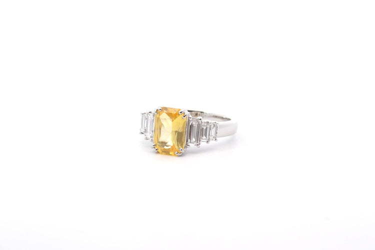 Bague 50 Bague saphir jaune 2 ct et diamants en platine 58 Facettes 26305-26315
