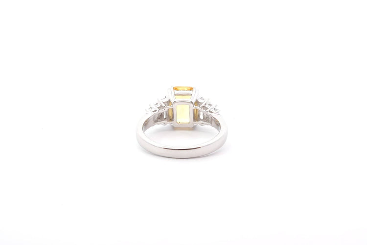 Bague 50 Bague saphir jaune 2 ct et diamants en platine 58 Facettes 26305-26315