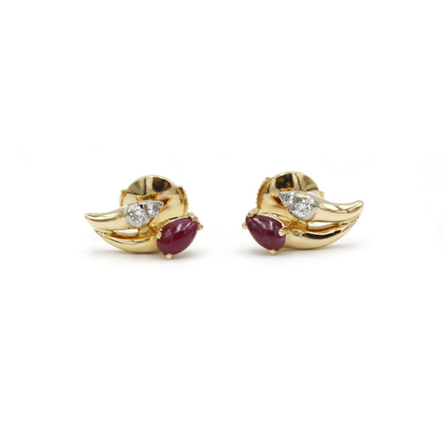 Orecchini Orecchini in oro giallo, diamanti e rubini 58 Facettes 240039SP