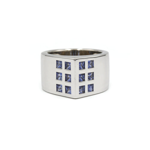 Ring 54 DINH VAN Mahault - Ring Pyramide in white gold and sapphires 58 Facettes 240310R