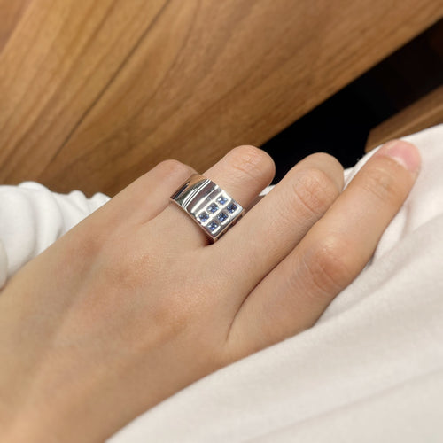 Ring 54 DINH VAN Mahault - Ring Pyramide in white gold and sapphires 58 Facettes 240310R