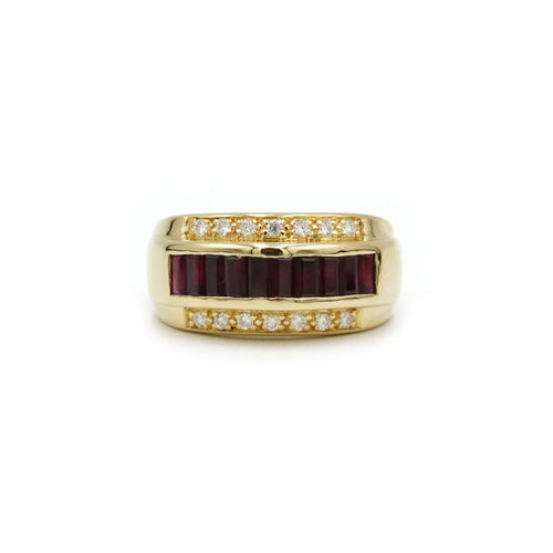 Bague 54 Bague en or jaune, diamants et rubis 58 Facettes 240289R