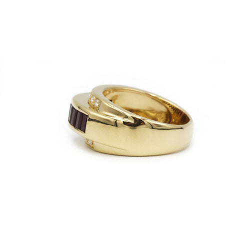 Bague 54 Bague en or jaune, diamants et rubis 58 Facettes 240289R