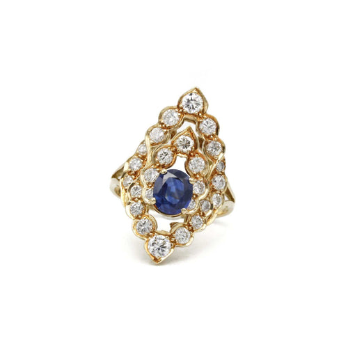 Ring 54 Ring i gult gull, safir og diamanter 58 Facettes 240033SP