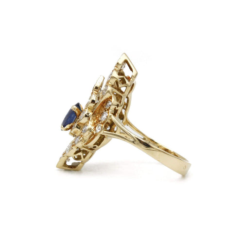 Ring 54 Ring i gult gull, safir og diamanter 58 Facettes 240033SP