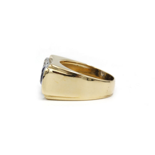 Ring 54 Ring tank aus Gelbgold, Platin, Saphir und Diamanten 58 Facettes 240031SP