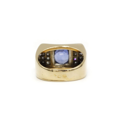 Ring 54 Ring tank aus Gelbgold, Platin, Saphir und Diamanten 58 Facettes 240031SP