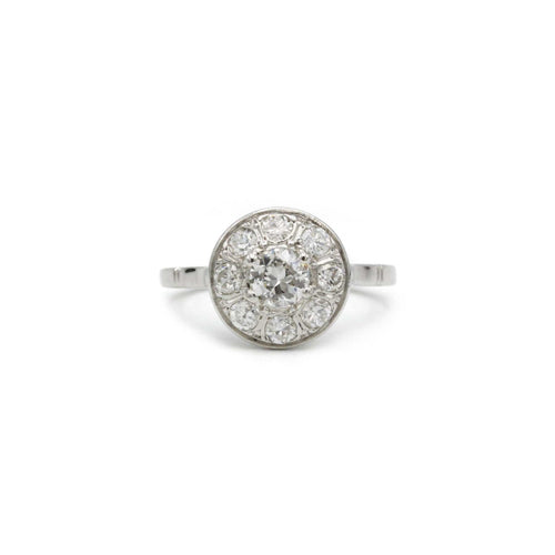 Ring 53 Ring Art Deco i hvidguld, Platin og diamanter 58 Facettes 240268R