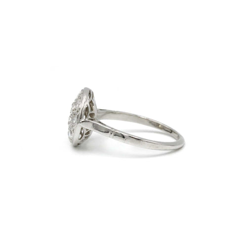 Ring 53 Ring Art Deco i hvidguld, Platin og diamanter 58 Facettes 240268R