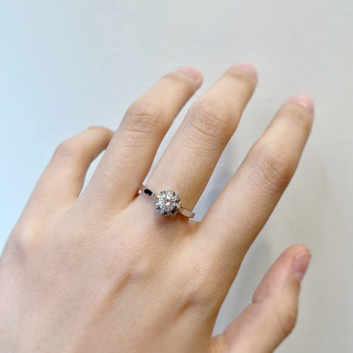 Ring 55 Solitär - Ring i vitt guld, Platina och diamant 58 Facettes 220034SP