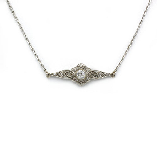 Colar Art Deco - Colar com pendente em ouro branco e diamantes 58 Facettes 240178R