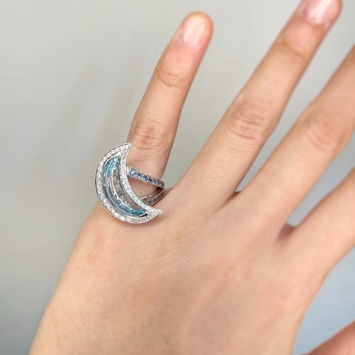 Ring 49 Mauboussin - Subtle Dream Ring in white gold, topaz, sapphires and diamonds 58 Facettes 240199R