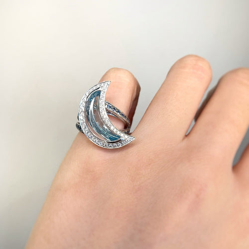 Ring 49 Mauboussin - Subtle Dream Ring in white gold, topaz, sapphires and diamonds 58 Facettes 240199R