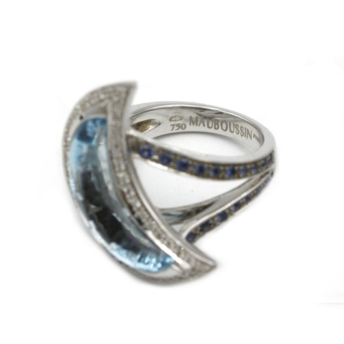 Ring 49 Mauboussin - Subtle Dream Ring in white gold, topaz, sapphires and diamonds 58 Facettes 240199R