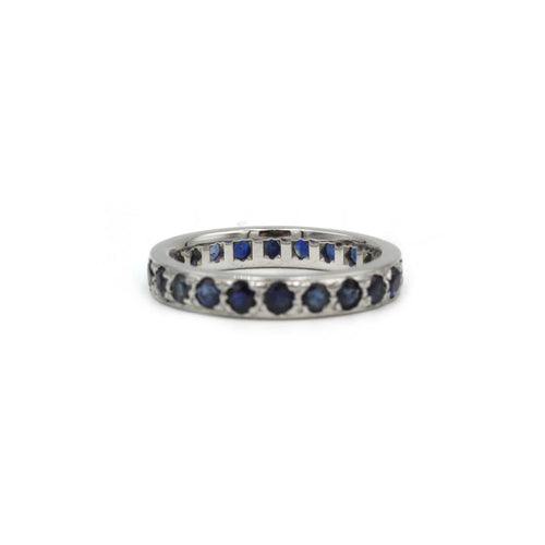Bague 51 Alliance en or blanc 750 et saphirs 58 Facettes 240154R